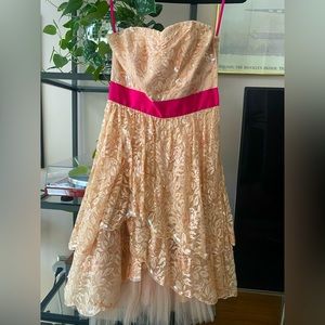 Betsey Johnson pink lace sequin cocktail dress